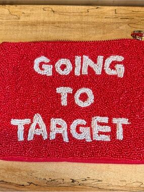 Red 'Going to Target' Beaded Cosmetic Pouch